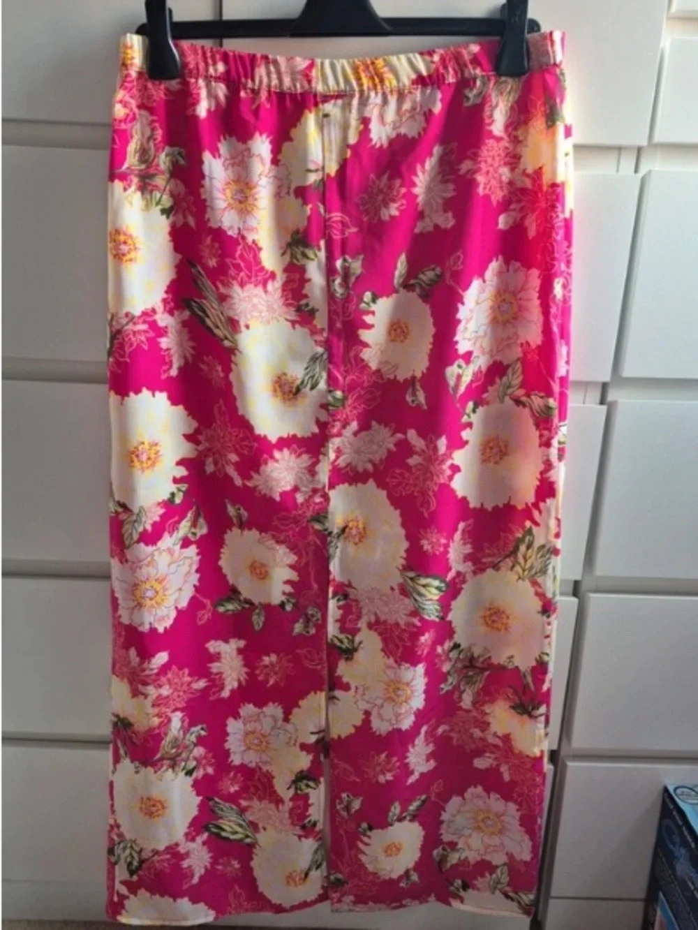 River Island Hot Pink Floral Midi Skirt